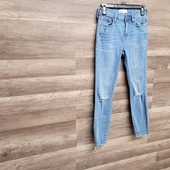 Madewell Distressed‎ High Riser Skinny Cut Edge Jeans Blue Womens Size 25 Denim - Picture 4 of 16